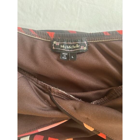 Vtg. Y2K My Michelle Groovy Halter Fit and Flare Dress Juniors Size Large Brown - Picture 4 of 9